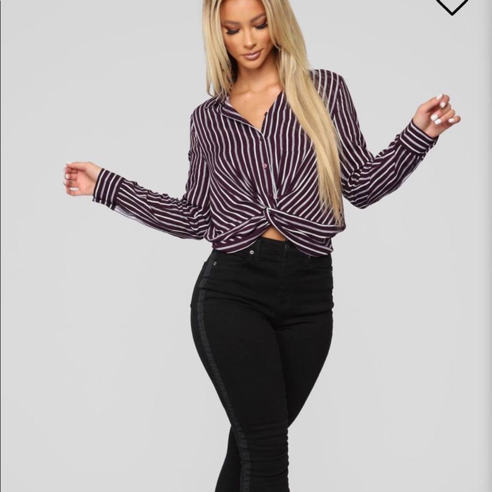 Tempting Me With Stripes Top - Plum
